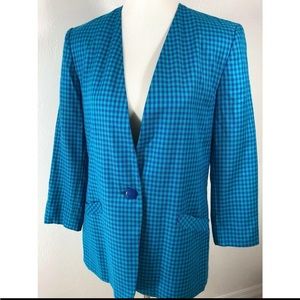 80-'s-90's Pendleton Blazer Sophisticates Plaid Jacket Lined Career SZ 4